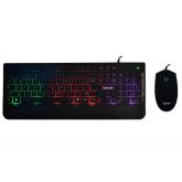 KIT Gaming Tastatura si Mouse Spacer SPGK-INVICTUS cu fir, USB, tastatura RGB rainbow + mouse optic 7 culori, black