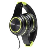 Casti cu micr. Spacer Pearl Green, cu fir, multimedia,  2x Jack 3.5mm, microfon pe fir, driver 40mm, 20Hz - 20000Hz, pliabile, 1.8m, negru si verde