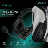 Casti cu micr. Spacer, cu fir, multimedia, 2x Jack 3.mm, microfon pe brat, driver 40mm, 20Hz-20000Hz, 2m, negru