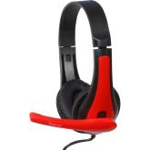 Casti cu micr. Spacer, cu fir, multimedia, 2x Jack 3.5mm, microfon pe brat, driver 40mm, 20Hz-20000Hz, 1.8m, rosu si negru