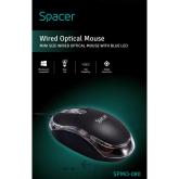 MOUSE Spacer, PC sau NB, cu fir, USB, optic, 800 dpi, butoane/scroll 3/1, negru, SPMO-080