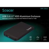 RACK extern SPACER, pt HDD/SSD, 2.5 inch, SATA, interfata PC USB 3.0, Husa piele sintetitca, aluminiu, negru
