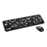 Kit tastatura + mouse Serioux Colourful 9920BK, wireless 2.4GHz, US layout, multimedia, mouse optic 1200dpi, USB, nano receiver, negru