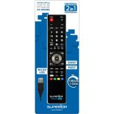TELECOMANDA UNIVERSALA Superior, 2 in 1, programabila simultan pt. TV, DVD, satelit si AUX, conectare PC prin USB, cablu inclus, baterii 2 x AAA (neincluse), negru 
