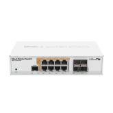 MikroTik Cloud Router Switch 112-8P-4S-IN with QCA8511 400Mhz CPU, 128MBRAM, 8xGigabit LAN with PoE-out, 4xSFP, RouterOS L5, desktop case, PSU