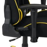 Bundle scaun gaming Torin Txt + Birou gaming Radiance Yellow; ScaunTorin, ajustabil, material textil, piston pe gaz, manere reglabile, bazastea cu 5 picioare, greutate maxima admisa 150Kg, perne detasabile ,galben; Birou gaming Radiance, material otel car