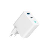 ALIMENTATOR retea 220V GEMBIRD, universal, 1 x USB Type-C D 30W, 1 x USB-A 3.0  QC 30W, indicator LED, tehnologie GaN, alb, 