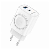 ALIMENTATOR retea 220V GEMBIRD, universal, 1 x USB Type-C D 22W, 1 x USB-A 3.0  QC 18W, Wireless charger, suport Apple Eatch, alb, 