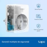 TP-LINK TAPO P100M Mini priză Wi-Fi smart, compatibilă cu Matter, WIFI Protocol: IEEE 802.11b/g/n, Bluetooth, 2.4Ghz, Dimensiuni: 72 × 51 × 40 mm, Cerinte de alimentare: 100-240V~, Incarcare maxima: 2,300W, 10A.