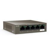 Tenda switch TEF1105P-4-38W, 5-Port 10/100Mbps, 4-porturi POE, Standarde de retea:  IEEE 802.3、 IEEE 802.3u、IEEE 802.3x、 IEEE 802.3af, interfata: 4*10/100 Base-TX Ethernet Ports(Data/Power), 1*10/100 Base-TX Ethernet Port(Data), Dimensiuni: 100.0mmx100.0m