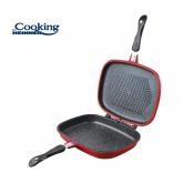TIGAIE DUBLA DREPTUNGHIULARA TIP GRILL, ALUMINIU, 32x24x7.5 CM, EASY COOK RED LINE, COOKING BY HEINNER