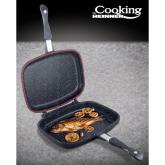 TIGAIE DUBLA DREPTUNGHIULARA TIP GRILL, ALUMINIU, 36x24x7.5 CM,DARK LINE CLASSIC,COOKING  BY HEINNER