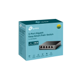 Switch TP-Link TL-SG105MPE, 5 porturi Gigabit, Desktop, Easy Smart, POE, 10Gbps Capacity, porturi POE: 1-4, buget POE: 120W.