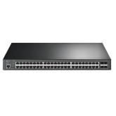 TP-LINK TL-SG3452XP Switch JetStream cu management | 4× Porturi 10GE SFP+ și 48× Porturi Gigabit, POE, Interfață: 48× Poturi RJ45 10/100/1000 Mbps PoE,  4× Porturi 10G SFP+, 1× Port RJ45 pe console, 1× Port Micro- USB pe console, 3 ventilatoare, Dimensiun