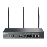 TP-Link Router VPN Wi-Fi 6 AX3000 Multi-WAN ER706W, Interfata: 1 x WAN, 4 x 10/100/1000Mbps, 1 x USB 3.0, Dual-Band 2.4 GHz: 574 Mbps, 5 GHz: 2402 Mbps, Memorie: 128 MB NAND, Ram 512 Mb DDR4, Dimesiuni: 226 × 131 × 35 mm,