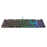 Tastatura mecanica Trust GXT 866 Torix cu fir, swtich linear, 104 butoane, full RGB, butoane programabile, tipuri de jocuri FPS, MMO, MOBA, RPG, RTS, negru