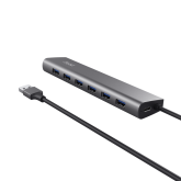 Hub Trust Halyx , 7 porturi USB 3.2 Gen 1, material aluminiu, input USB- C, output USB-A 7, gri