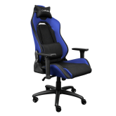 Scaun gaming Trust GXT 714B Ruya Comfortable, roti, ridicare pe gaz clasa 4, adjustabil pe inaltime, material plastic + PU leather, greutate maxima suportata 150 kg, negru/albastru