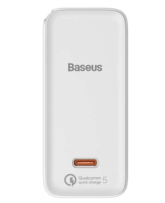 INCARCATOR RETEA Baseus GaN2, Fast Charge 100W, 1 x USB Type-C 5V/3A, include cablu USB Type-C la USB Type-C 100W 1.5m, alb 