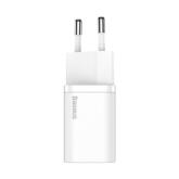 INCARCATOR retea Baseus Super Si, Quick Charge 25W, 1 x USB Type-C 5V/3A max, include cablu USB Type-C la USB Type-C 1m, alb 