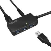 CABLU USB LOGILINK prelungitor, USB 3.0 (T) la 2 x USB 2.0 (M), 10m, activ (permite folosirea unui cablu USB lung), negru, 