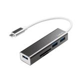 HUB extern LOGILINK, porturi USB: USB 3.0 x 3, conectare prin USB 3.2 Type C, cablu 0.1 m, alte porturi: SD, MicroSD, negru, 