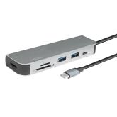 DOCKING Station LOGILINK universal, conectare PC USB 3.2, USB 3.0 x 2, porturi video HDMI x 1, card reader, PD 2.0 pana la 60W, argintiu, 