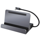 DOCKING Station LOGILINK universal, conectare PC USB TYPE-C 3.2, USB 3.0 x 3, USB-C x 1, porturi video HDMI x 1, RJ45 x 1, holder tableta/smartphone, PD pana la 100W, argintiu, 