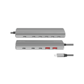 HUB extern LOGILINK, porturi USB: USB-A 2.0 x 2, USB Type-C x 8, conectare prin USB 3.2 Type C, PD 100W, protectie: supracurent, supratensiune, suprasarcina si scurtcircuit, gri, 