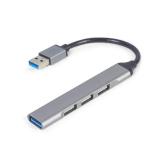 HUB extern GEMBIRD, porturi USB: USB-A 3.1 x 1, USB-A 2.0 x 3, conectare prin USB-A, argintiu, 