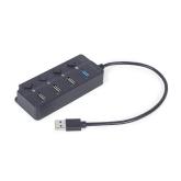 HUB extern GEMBIRD, porturi USB: USB-A 2.0 x 3, USB-A 3.1 x 1, conectare prin USB-A 3.1, cablu 0.25 m, negru, 