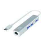 LevelOne USB-0504 Gigabit USB-C Network Adapter with USB Hub, 110 x 23.5 x 16.5 mm
