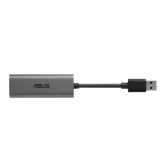 ASUS USB-C2500 Ethernet Adapter, Input USB 3.2 Gen1 Type-A, Output 100/1000/2500 Mbps RJ45 Port.