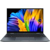 Laptop ASUS ZenBook, UX5401ZA-L7015X, 14.0-inch, 2.8K (2880 x 1800) OLED 16:10, i7-12700H, 16GB LPDDR5 on board, 512GB,  Intel Iris X Graphics Core(T), Pine Grey, Windows 11 Pro, 2 years