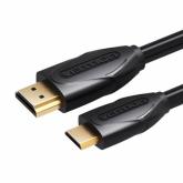 Cablu video Vention, HDMI(T) -miniHDMI(M), 2m, rezolutie maxima 4K la 30Hz, conectori auriti, cupru, dublu sens,invelis PVC, negru, 