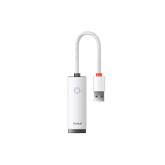 ADAPTOR RETEA Baseus Lite, USB 2.0 to RJ-45 10/100 Mbps Adapter, LED, alb