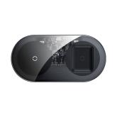 INCARCATOR wireless Baseus Simple 2 in 1 Qi 18W, compatibilitate smartphones si airpods, cablu Type-C la USB inclus, negru transparent 