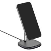 INCARCATOR wireless Baseus Swan Qi 15W, incarcare MagSafe Iphone 12, material aluminiu, cablu Type-C la USB inclus, negru 