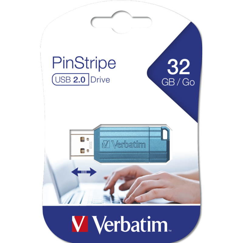 USB DRIVE 2.0 PINSTRIPE 32GB STORE  N  GO CARIBBEAN BLUE 