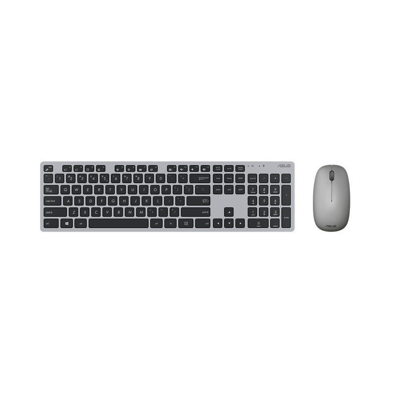 Kit Tastatura + Mouse Asus W5000, Wireless (10m) 2.4GHz, 800/1200/1600dpi, tastatura chiclet, 13 dedicated Windows 10 hotkeys, ultra-thin 11mm profile, high-quality rubber dome switches for silent, responsive keystrokes, Dimensions: tastatura 434.4x120.5x