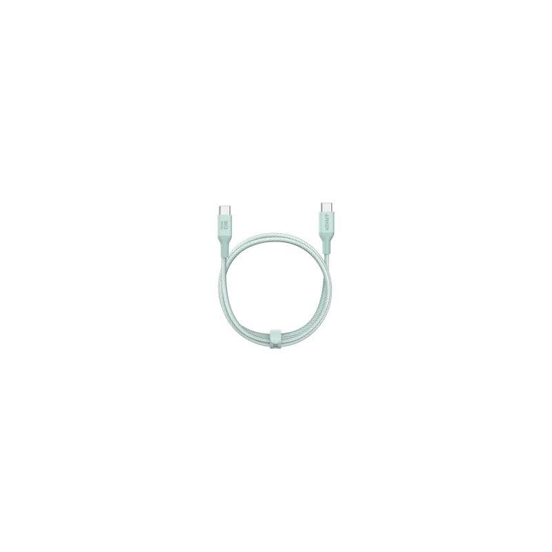 Cablu alimentare si date Anker, USB Type-C (T) la USB Type-C (T), 1.8m 140W, invelis nylon bio, verde, 