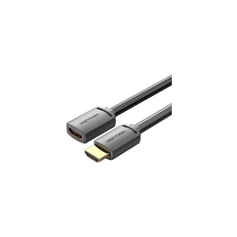 Cablu video Vention, HDMI(T) la HDMI(M), 2m, rezolutie maxima 4K la 60Hz, conectori auriti, cupru, invelis PVC, negru, 