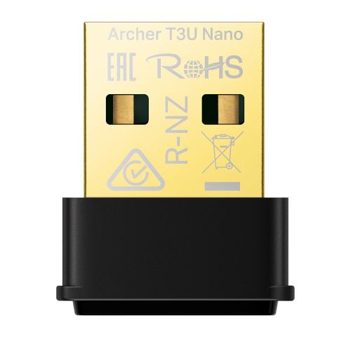 TP-link AC1300 Mini Adaptor USB Wireless MU-MIMO, ARCHER T3U Nano; USB 2.0;dimensiuni: 19.85 × 15.7 × 7.39 mm, Standarde wireless: IEEE 802.11b/g/n 2.4 GHz, IEEE 802.11a/n/ac 5 GHz, Dual-Band 2.4 GHz, 5 GHz.