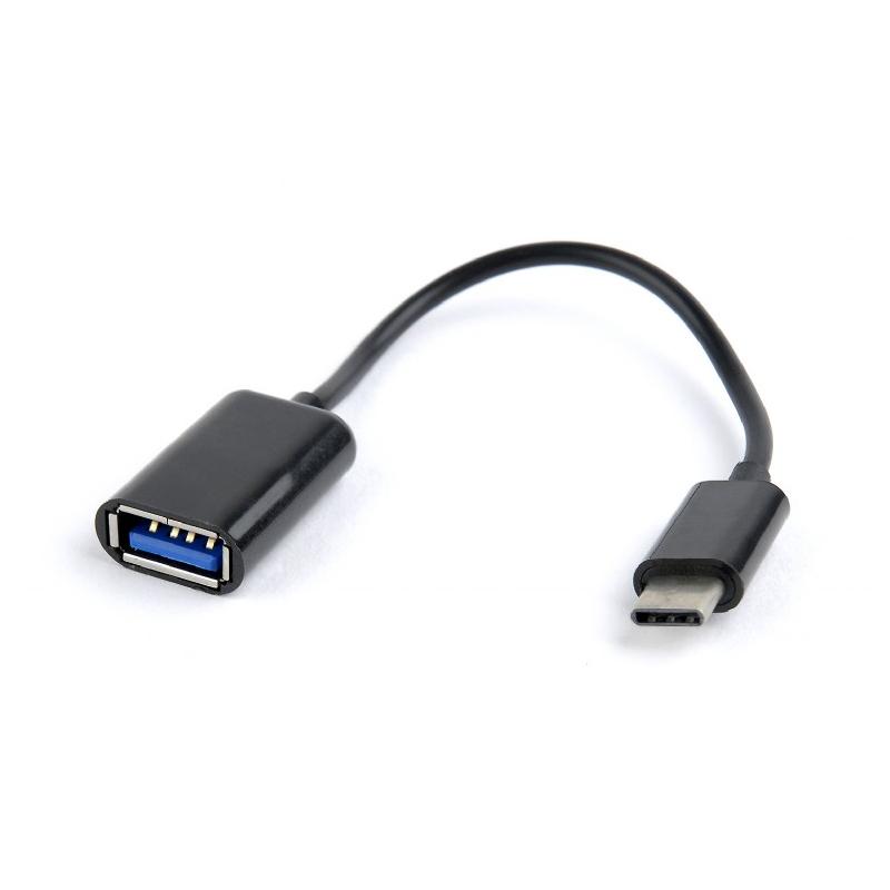 CABLU adaptor OTG GEMBIRD, pt. smartphone, USB 2.0 Type-C (T) la USB 2.0 (M), 16cm, asigura conectarea telef. la o tastatura, mouse, HUB, stick, etc., negru, 