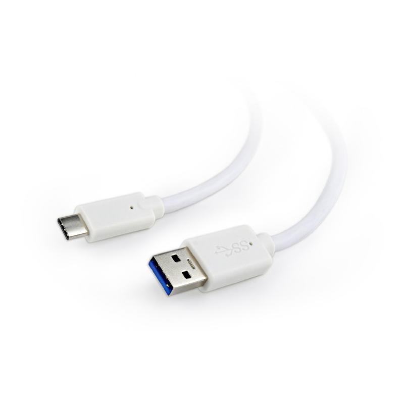 CABLU alimentare si date GEMBIRD, pt. smartphone, USB 3.0 (T) la USB 3.1 Type-C (T), 0.1m, alb, 
