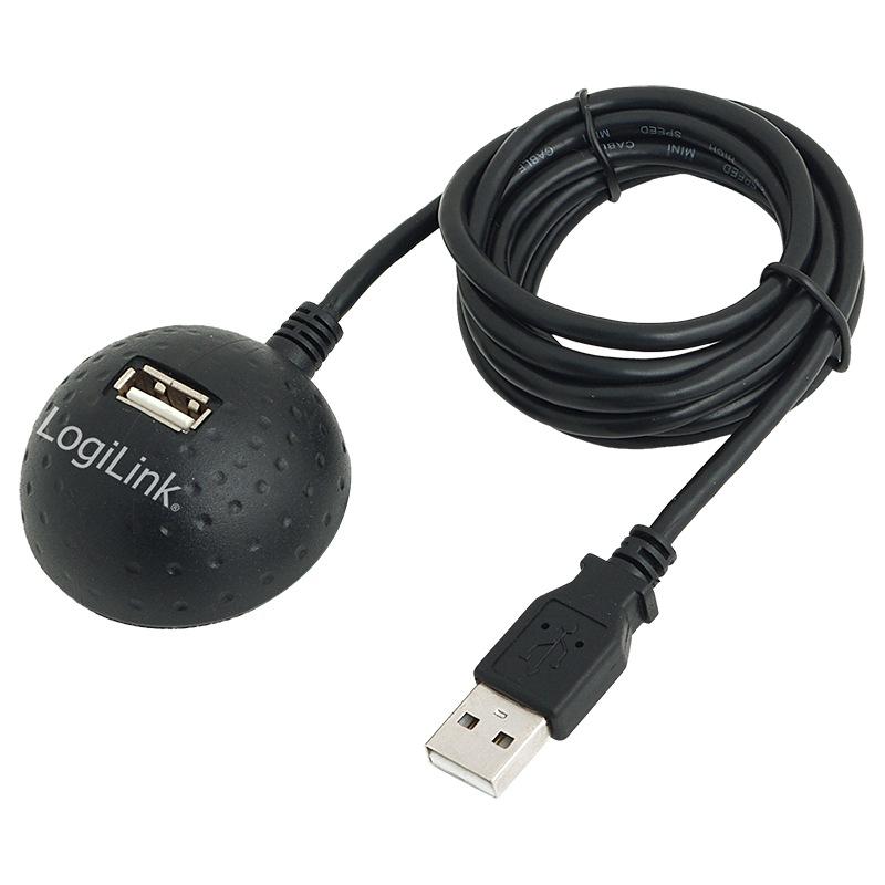 CABLU USB LOGILINK prelungitor, USB 2.0 (T) la USB 2.0 (M), 1.5m, format Docking Station pt. mufa mama, negru, 