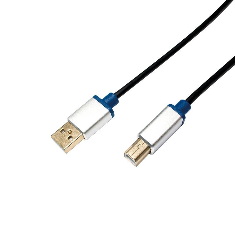 CABLU USB LOGILINK pt. imprimanta, USB 2.0 (T) la USB 2.0 Type-B (T), 2m, premium, conectori auriti, black, 