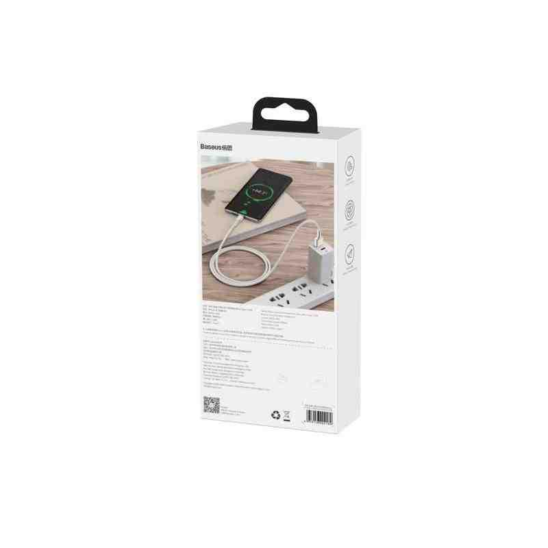 CABLU alimentare si date Baseus Cafule Series, Fast Charging Data Cable pt. smartphone, USB la USB Type-C 66W, braided, 1m, alb 
