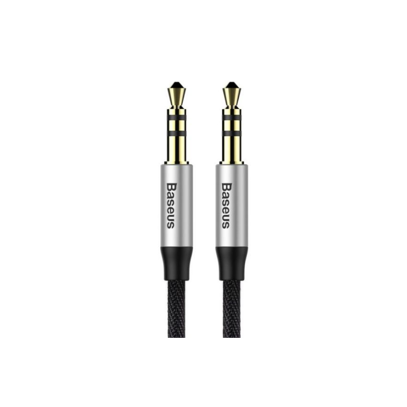 CABLU AUDIO Baseus Yiven, 1 x Jack 3.5mm (T) la 1 x Jack 3.5mm (T), lungime cablu 1m, gri/negru 
