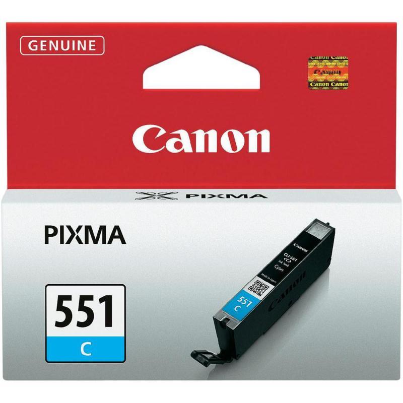 Cartus cerneala Canon CLI-551C, cyan, capacitate 7ml, pentru Canon Pixma IP7250, Pixma IP8750, Pixma IX6850, Pixma MG5450, Pixma MG5550, Pixma MG6350, Pixma MG6450, Pixma MG7150, Pixma MX925.